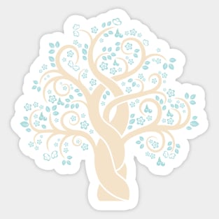 Lone Colorful Swirling Abstract Tree with Fruit Leaves Sticker
